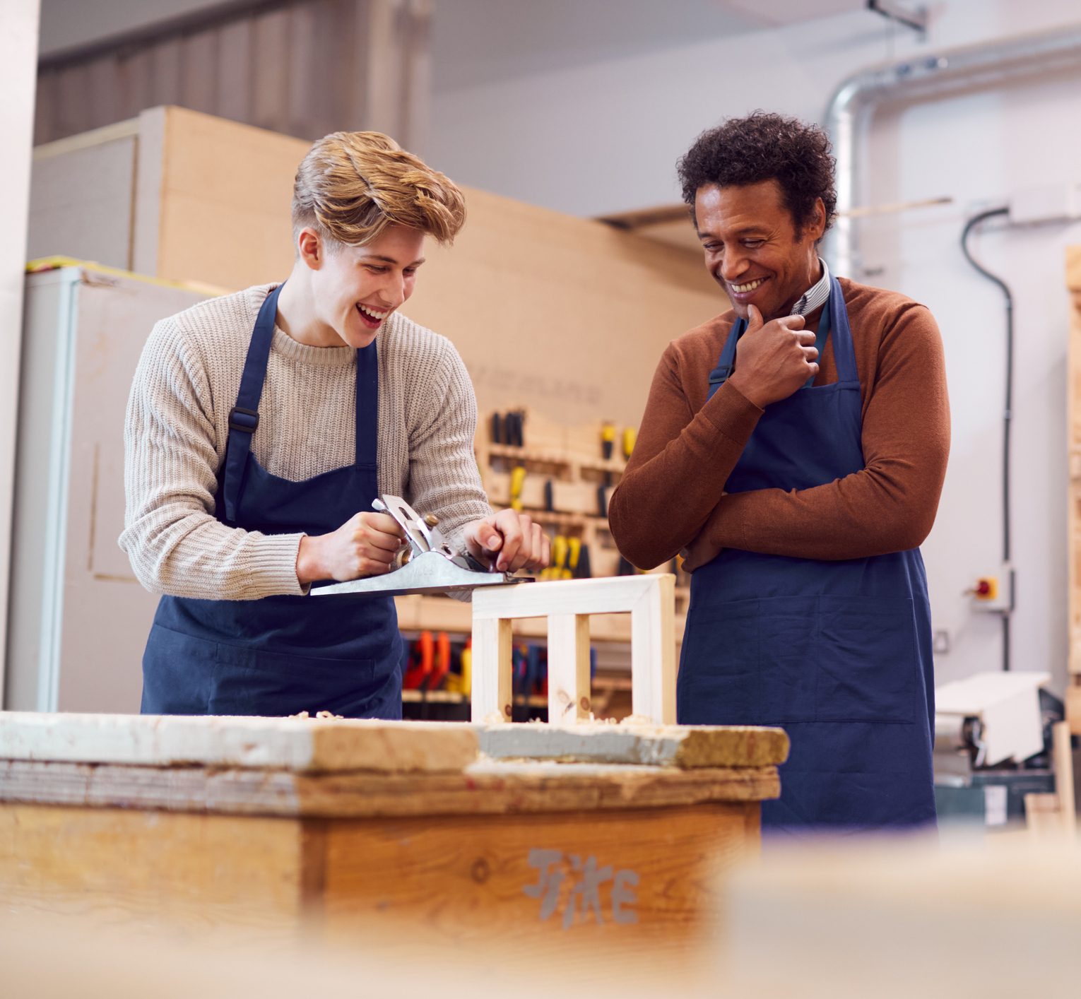Teacher With Male Carpentry Student in the Future Trade Pathways Program